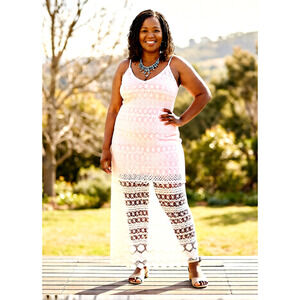 CITY CHIC White Lace Sundress Maxi Gown Dress xs/14 boho cottage core